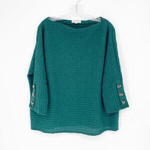 Parallel Skies Green Ribbed Soft Knit Top Size XL
